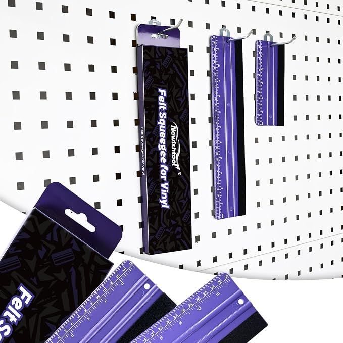 NEWISHTOOL 2 PCS Felt Squeegee for Vinyl, Purple Ruler Scraper, Two-Length | Vinyl Wrapping and Measuring, Carbon Fiber Car Wrap Application Tool, Window Tint PPF Installation Wallpaper Smoothing Tools