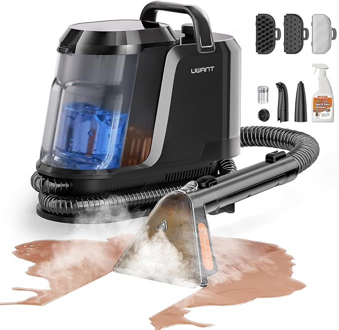 Uwant Carpet Cleaner Machine with Steam&Hot&Cold Water System 18Kpa Powerful Suction Upholstery Cleaner Machine with Pet Pro Cleaner for Pets, Carpet Steam Cleaner Set of 1