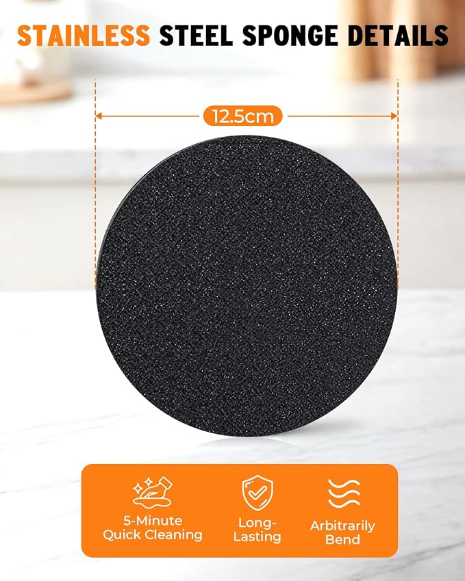 4-Pack Stainless Steel Sponge Suitable for Stainless Steel Surfaces Zero Chemicals Emery Sponges Long-Lasting for Heavy Duty Burnt-On Stain Removal