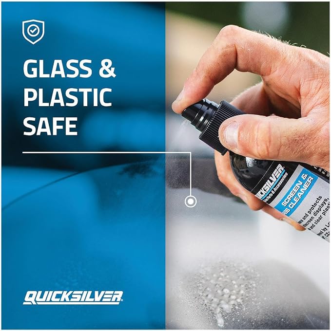 Quicksilver 8M0224418 Screen & Glass Cleaner for Marine Electronics, Windshields and Mirrors, 8 oz.