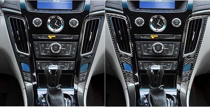 Real Carbon Fiber Trim for Cadillac CTS Accessories | for 2008 2009 2010 2011 2012 2013 Center Console Side Frame Sticker Interior Thick Overlay Decal