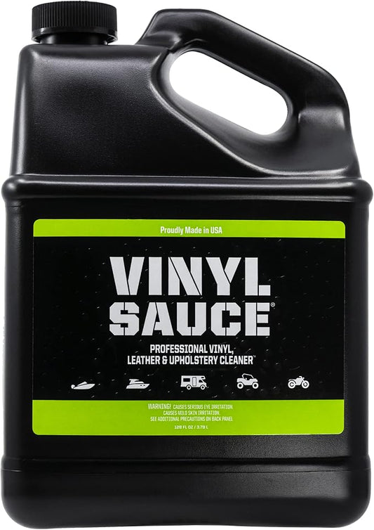 Boat Bling Vinyl Sauce Boat Seat and Upholstery Cleaning Spray, 1 Gallon | Marine cleaner lifts grime and sunblock from vinyl interiors with a non-caustic mist-and-wipe formula; OEM approved