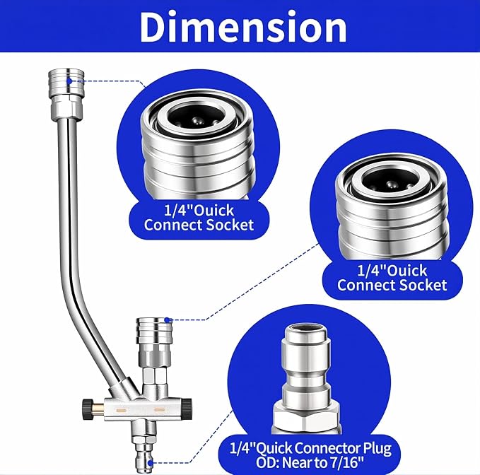 Foam Cannon Dual Connector Accessory, Pressure Washer Double Tip Attachment for Soap Cannon, 7 Pressure Washer Sprayer Nozzles, 1/4" Quick Connect, 4200 PSI
