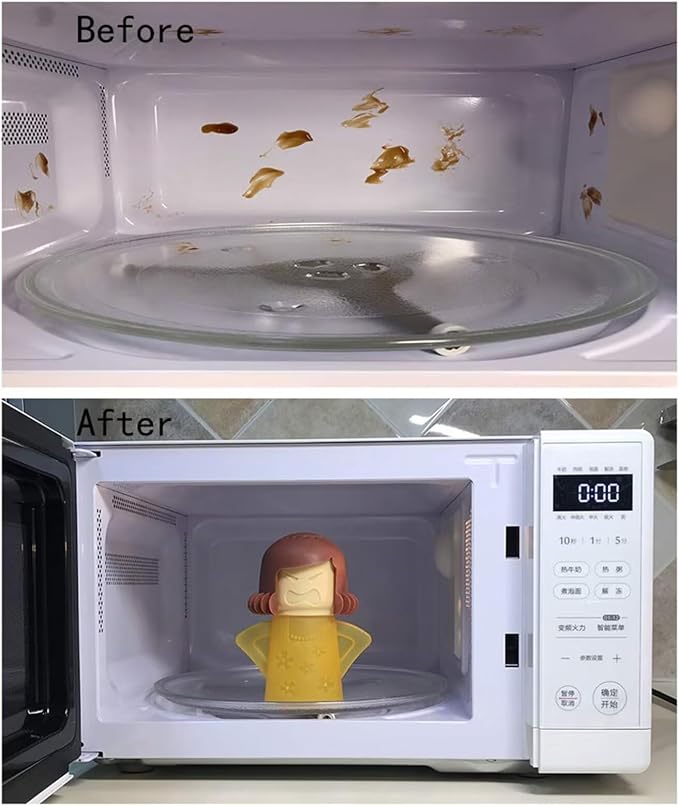 Angry Mama Microwave Oven Stem Cleaner 2 Pcs Mom Steam Cleaner Just Add Vinegar and Water Vapor Fog Steamer Cleaning Equipment Easily Cleans the Crud in Minutes for Kitchen or Office(Yellow&Purple)