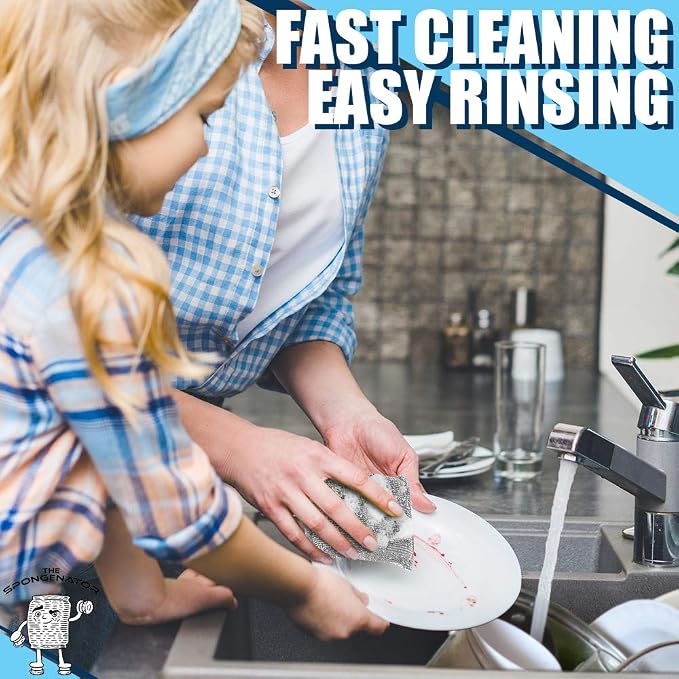 Kitchen Sponges for Dishes, Scouring Pads Non Scratch Scrubbers | Multi-surface non-metal dish scouring scrubbers for fast cleaning; heavy duty, non-scratch scrubbing sponges