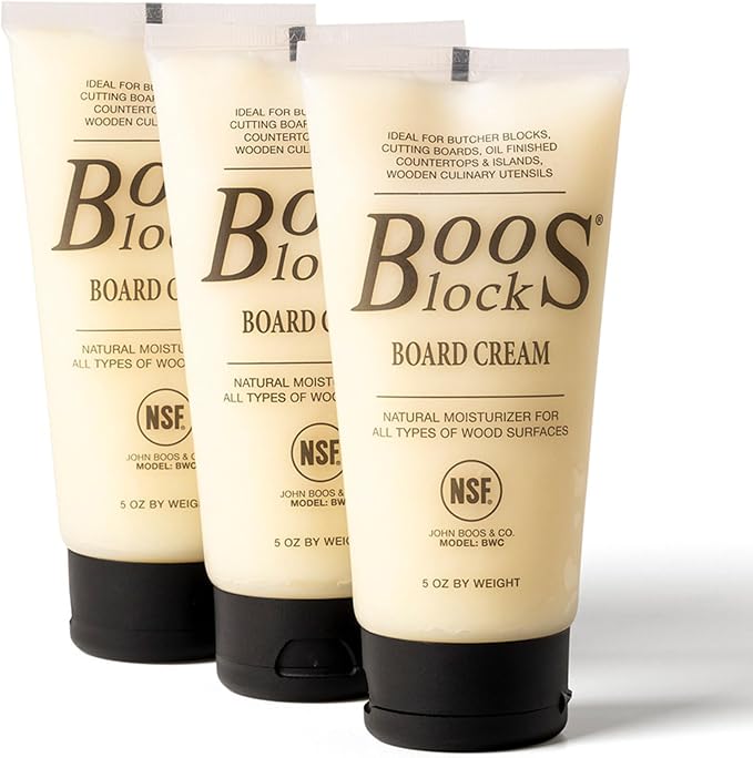 John Boos 3-Pack All-Natural Board Cream for Butcher Blocks and Cutting Boards, 5 oz - Wood Conditioner & Sealer for Maintenance and Protection, Safe Formula with Beeswax & Mineral Oil