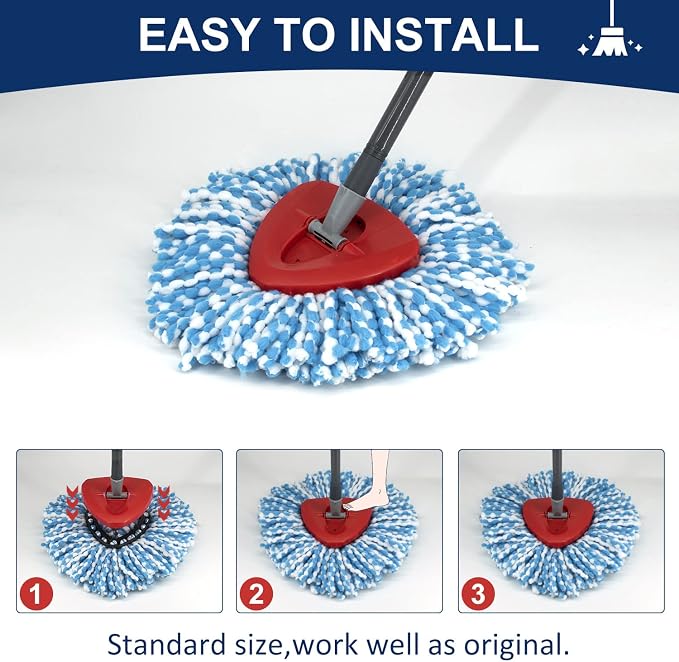 4 Pack Mop Head Replacement Compatiable with Oceda EasyWring,Mopping Refill Replace Head for EasyWring Spin Mop 1 Tank systerm - Microfiber, Easy to Replace,Deep Floor Cleaning and Machine Washable