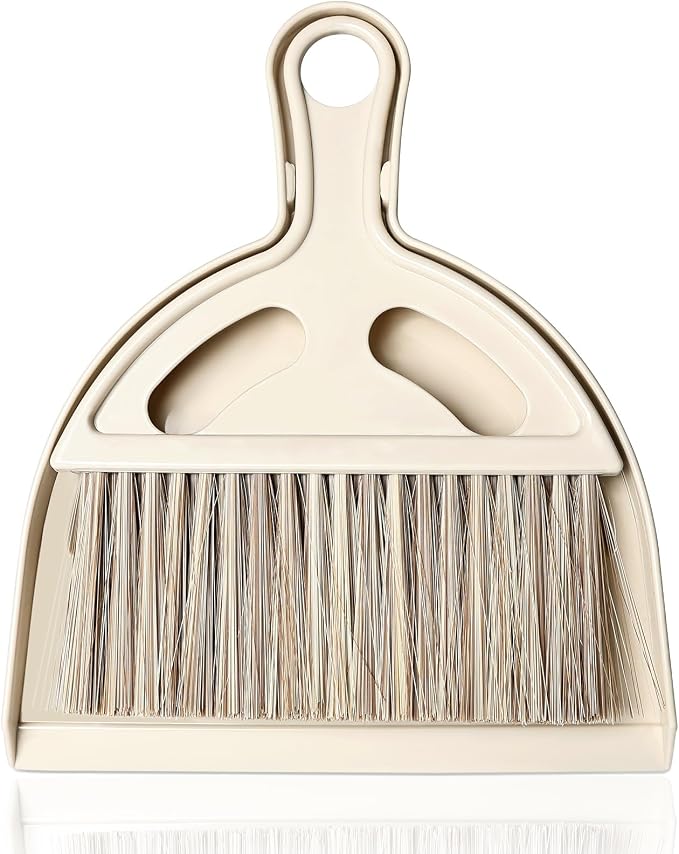 Mini Broom and Small Dustpan Brush - Hand Broom and Dustpan Set, Mini Dust pan and Brush Set, Small Dust pan for Cat Litter, Kitchen, Tables, Countertops, Cars, etc.