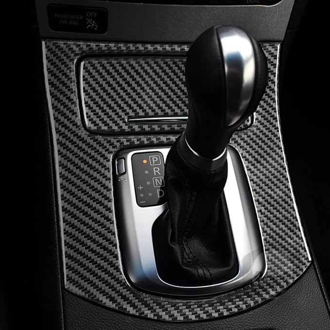 Real Carbon Fiber Trim for Infiniti Accessories | for G35 G37 X 2007 2008 2009 2010 Sedan Coupe Convertible Center Console Gear Shift Panel Interior Thick Overlay Decal