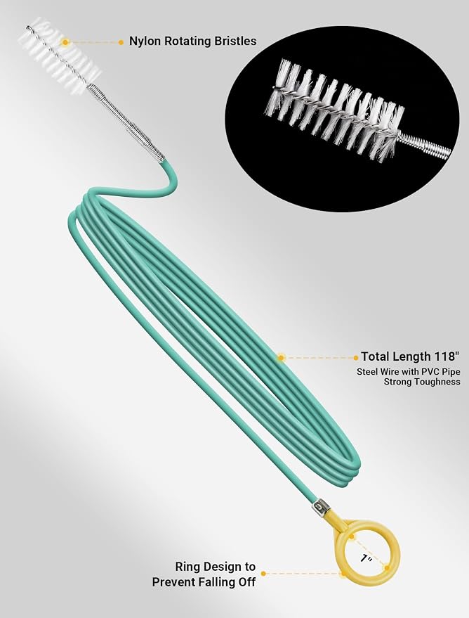 Upgraded Auto Sunroof Drain Cleaning Tool, 120 Inch Long Flexible Drain Brush Pipe Cleaners for Car, Slim Drain Dredging Tool Tube Cleaning Brush Perfect for Car Sunroof, Windshield Wiper Drain Hole | Flexible 120-Inch Brush Reaches Curved Drain Tubes ...