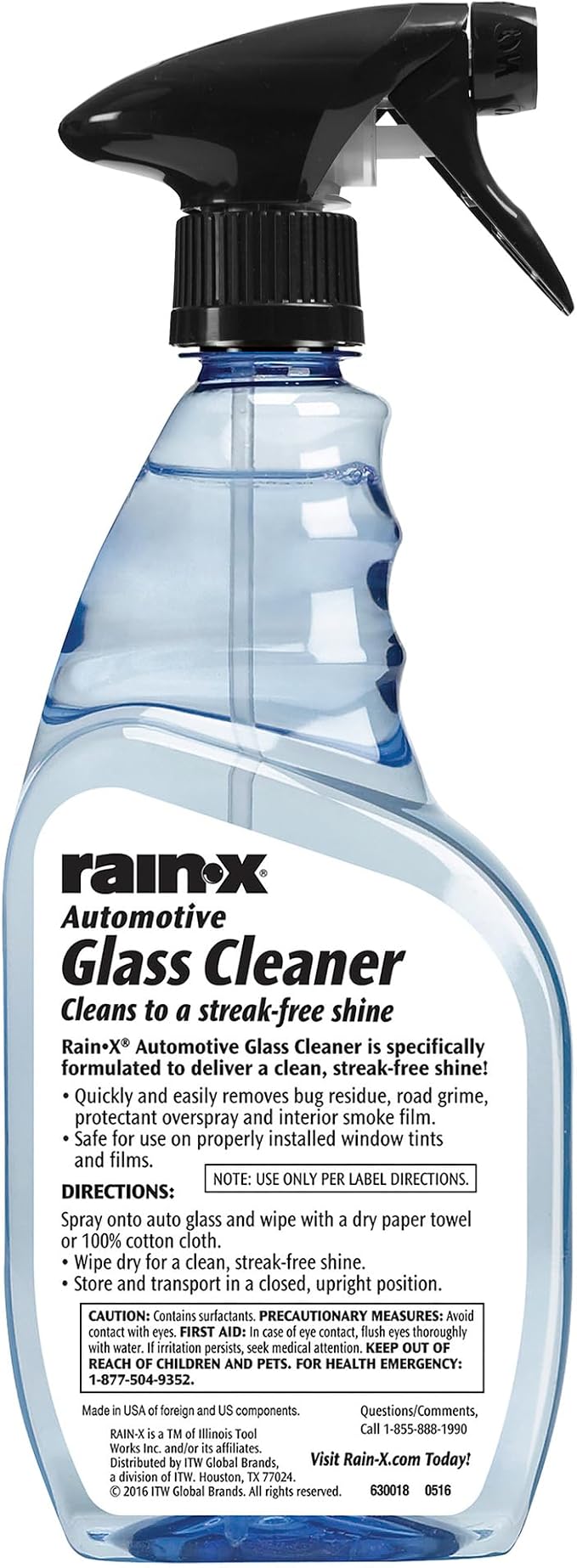 Rain-X RainX 630018 Glass Cleaner, Concentrated Streak-Free Formula for Car Windows, Windshield & Mirrors, Removes Bug Residue, Road Grime & Smoke Film - 23 Fl Oz