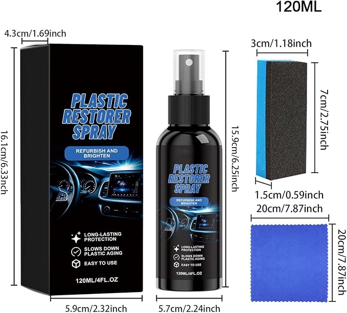 Car Black Trim Restorer Coating Polishing Repair | 120ml Car Ceramic Trim Coat Spray for Automotive Truck SUV Sedan Exterior Bumper Door Panels Dashboard Seat