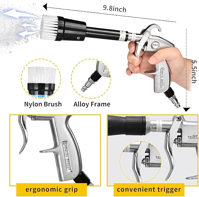 GOCCIDA High Pressure Tornado Dry Car Cleaning Gun Detailing Air Tool | Air Blow Gun for Car Detailing Car Duster High Pressure Interior Cleaner Car Interior Detailing Kit with Brush Nozzle