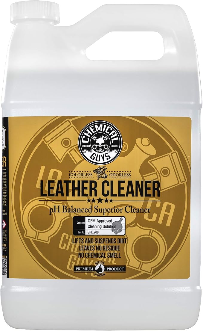 Chemical Guys, Colorless & Odorless Leather Cleaner for Interiors, 1 Gallon | For car seats, furniture, apparel, boots, pH balanced for natural, synthetic, faux and pleather, professional size