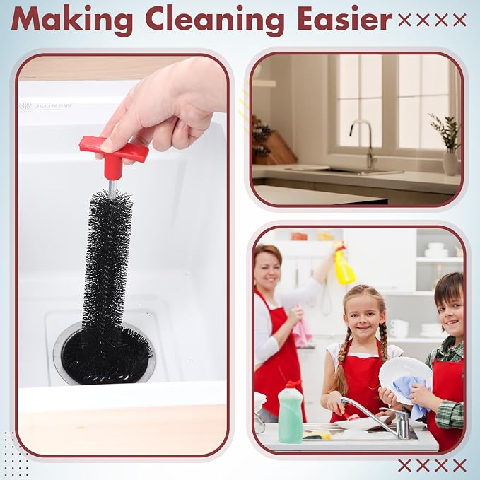 Garbage Disposal Cleaner Sink and Drain Brush Universal Garbage Disposal Cleaner 12'' Long Brush for Kitchen Waste Food (Black)
