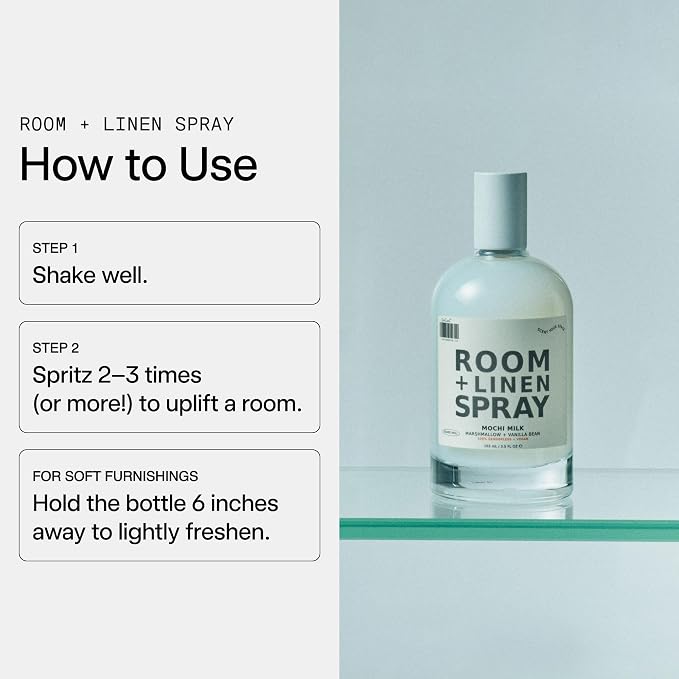DedCool, Room + Linen Spray, Mochi Milk, Essential Oil Infused, 3 fl oz | Natural non-toxic formula freshens home, bedding, couch, closet & bathroom