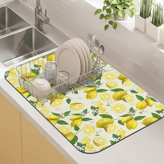 Kitchen Countertop Dish Drying Mat,Super Absorbent Coffee Bar Mat for Maker Espresso Machine, Anti-Slip Accessories for Kitchen Countertops 19x12 Inch