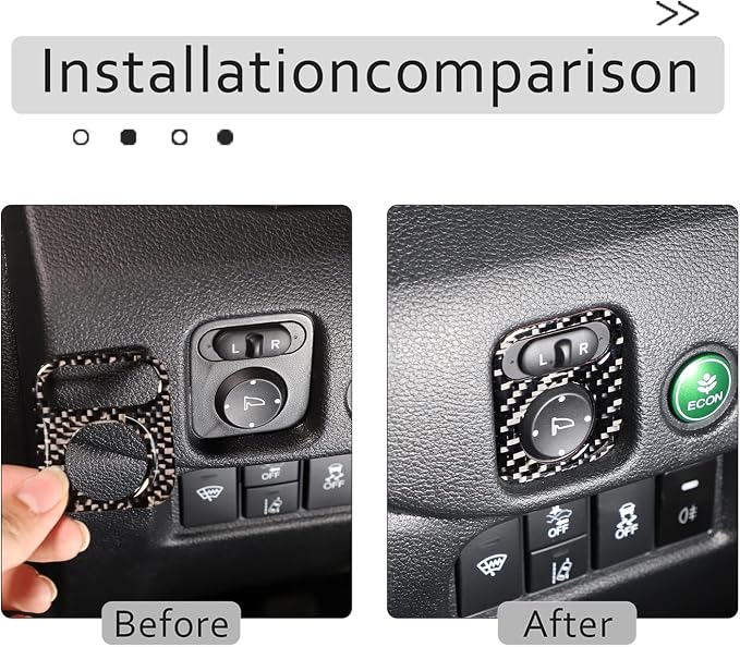 Car Door Rearview Mirror Adjustment Button Frame Sticker for Honda Pilot 2016-2022/Ridgeline 2017-2023/Passport 2019-2023, Rearview Mirror Adjustment Switch Panel Trim Cover, Carbon Fiber, Black