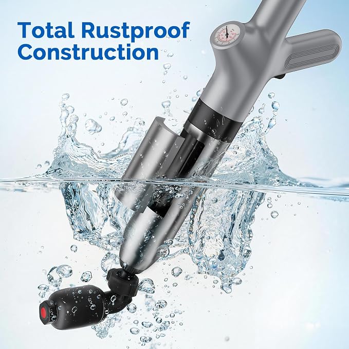 HAMITOR Toilet Plunger Drain Clog Remover: High Pressure Air Plunger & Heavy Duty Toilet Snake with Barometer for Bathroom,Sink - Unclogging Tool for Failed Traditional Plungers, Grey