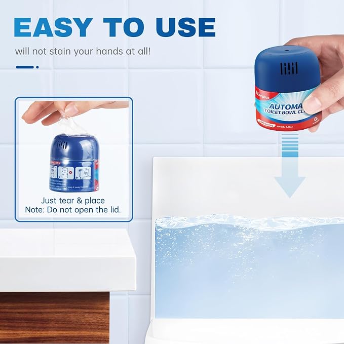 Vacplus Toilet Bowl Cleaners - 6 Pack, Automatic Long-Lasting Toilet Cleaner Bottles, Easy-to-Use & Powerful Cleaning