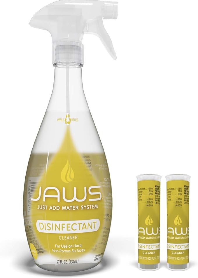 JAWS Cleaner, Disinfectant Spray with 2 Refill Pods, Powerful Multi-Purpose Cleaning, Refillable, Reusable, Recyclable