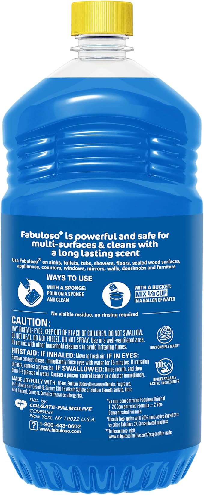 Fabuloso Multi-Purpose Cleaner and Floor Cleaner, 2X Concentrated Formula, Long-Lasting Freshness, Spring Fresh Scent, 56 oz (Pack of 2)