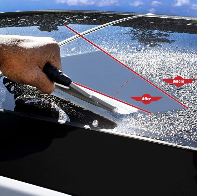 Detailer's Preference Silicone Water Blade Windshield Squeegee for Cars, Streak-Free Drying Tool for Glass, Paint, and Chrome, Flexible Edge for Auto Detailing Professionals, 12.25-Inch (Pack of 2)