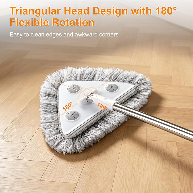 MUEE 3 in 1 Window Squeegee with 78“ Extension Pole, High Reach Wall Mop | High Reach Wall Mop with 180° Swivel Head, Washable & Replaceable Pads, Easily Clean Window, Wall, Ceiling Indoor/Outdoor Use