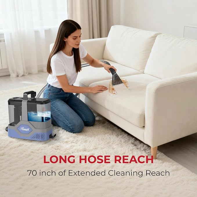 Rosewill Multi-Purpose Portable Carpet and Upholstery Cleaner with 74.4 oz Large Water Tank, Self Cleaning, Powerful Suction 17 KPa Spot Cleaner, 600W Motor, 4 Tools for Pets, Car, Couch and Stairs