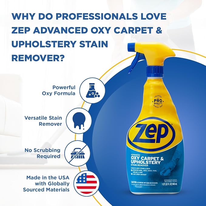 Zep ZUOXSR32 Advanced Oxy Carpet and Upholstery Stain Remover 32 Fl Oz, Pack of 1 | Pack of 1