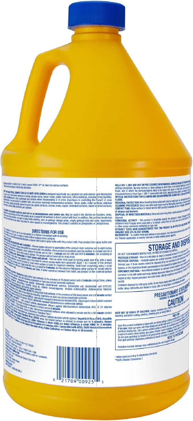 Zep Commercial 1041688 Antibacterial Disinfectant Cleaner with lemon , 1 gal Bottle