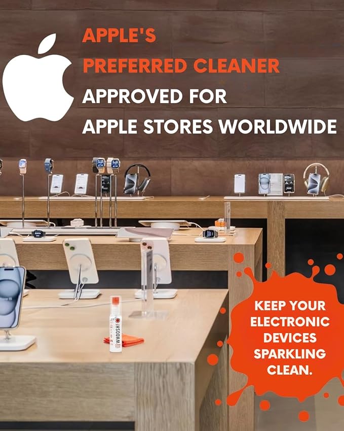 WHOOSH! Screen Shine Go - 1 fl oz Refillable Screen Cleaner Kit with Microfiber Cloth for MacBook, Phone, iPad & Eyeglasses - Powerful Streak-Free Cleaning - Pocket-Sized, TSA-Approved for Travel