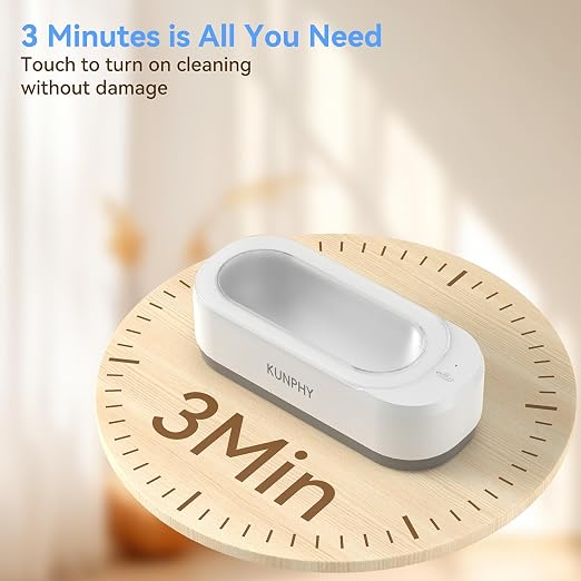 KUNPHY Jewelry Cleaner, 46kHz Ultrasonic Cleaner, White | One-Touch Control,12 OZ Tank, Fits Rings, Glasses, Jewelry, Dentures, Ideal Gift for Women Mom Wife Daughter
