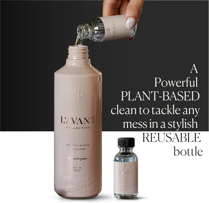 L'AVANT Collective Luxury Multipurpose Surface Cleaner | All Purpose Cleaning Spray, Plant-Based & Non-Toxic, EPA Safer Choice, Refillable recycled plastic bottle | 16 Fl Oz | Blushed Bergamot