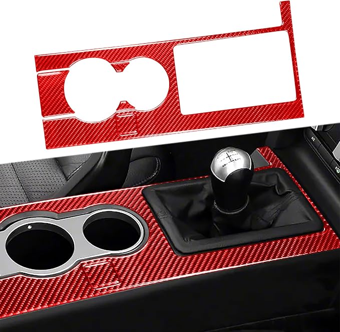 Red Real Carbon Fiber Trim for Ford Mustang Accessories | for GT Shelby 2005 2006 2007 2008 2009 Central Consoles Air Vent Wind Outlet Interior Thick Overlay Decal