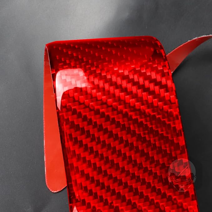 Red Real Carbon Fiber Trim for Tesla Accessories | for Model 3 2017-2022 / Model Y 2020-2024 Rear Tail Light Charging Port Sticker Interior Thick Overlay Decal