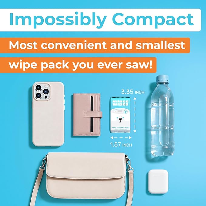 Impossibly Compact Travel Flushable Wipes - 99.5% Water and Aloe - Safe for Sensitive Skin & Hypoallergenic - Travel Essentials for Adults & Kids, Unscented, 48 Pack 288 Wipes