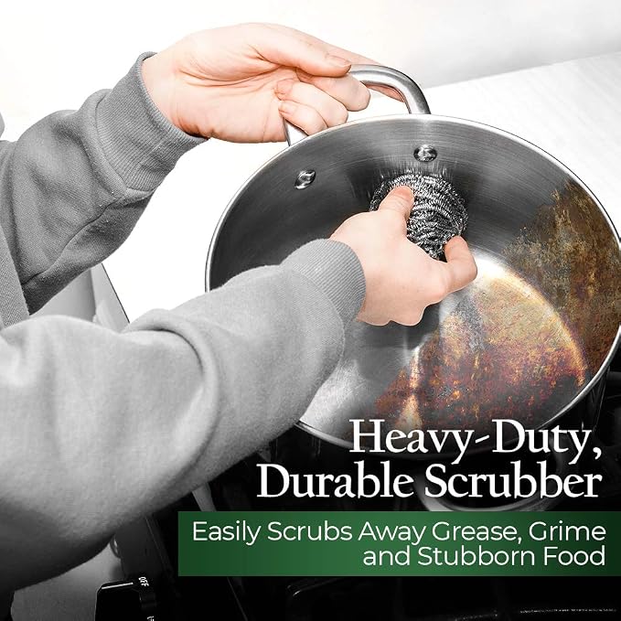 Stanley Home Products Stainless Steel Scrubbers – Rust Resistant Sponge for Pots, Pans, Grills, Ovens, Sinks and Tools – Metal Scrubbers for Kitchen & Garage Cleaning (3 Pack - 6 Count)