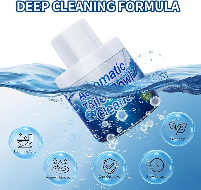 Automatic Toilet Bowl Cleaner with Unique Retrieval Rope - 3 Packs | Long Lasting Toilet Tank Cleaner, Blue Water Stain Remover and Deodorizer, Each Pack Lasts About 3 Months