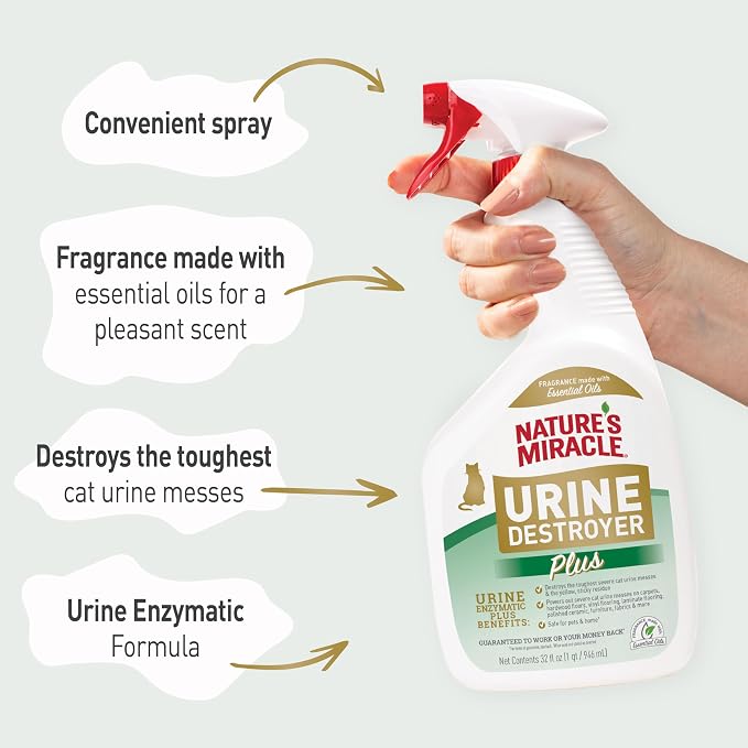 Nature’s Miracle Urine Destroyer Plus for Cats, Enzymatic Formula, Ready-to-Use, 32 oz