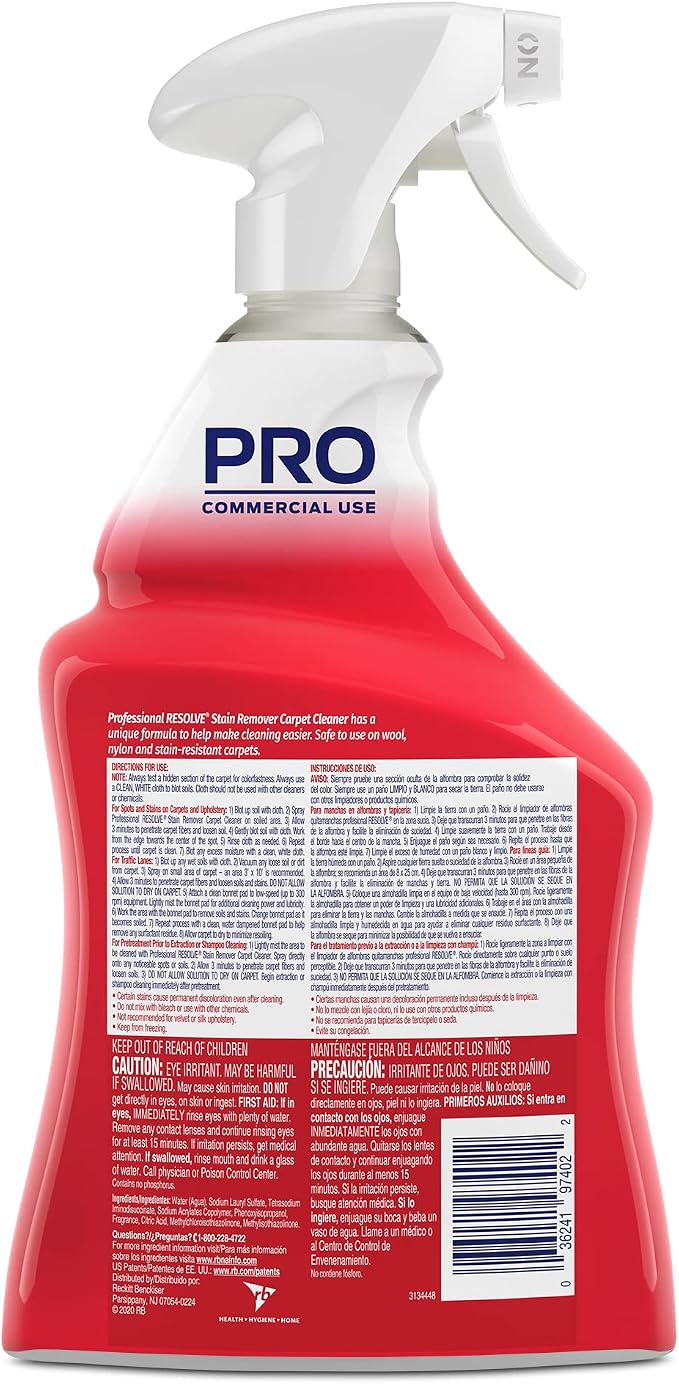 Resolve Professional Strength Spot and Stain Carpet Cleaner, Carpet Cleaner, Carpet Cleaner Solution, 32 Fl Oz