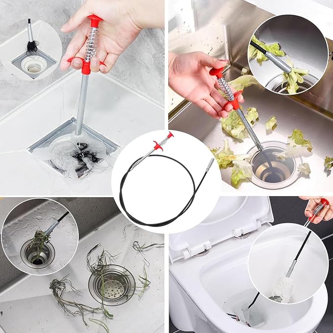 33-Inch Toilet Snake, Flexible Grabber Claw for Sink, Shower, Tub