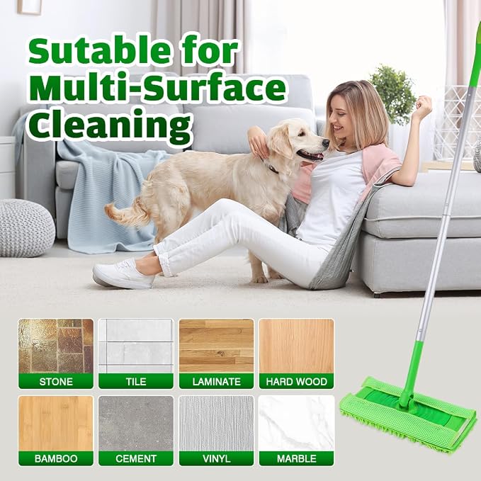 UNIMADE Reusable Microfiber Mop Pads Compatible with Swiffer Sweeper | 6 Replacement Pads + 1 Base Pad - Dry & Wet Sweeping Cloths, Washable Mopping Refills Use for Most Floor Types