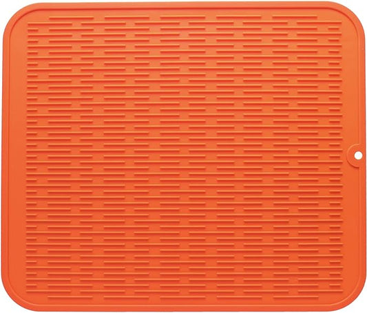 MicoYang Silicone Dish Drying Mat for Multiple Usage,Easy clean,Eco-friendly,Heat-resistant Silicone Mat for Kitchen Counter or Sink,Refrigerator or Drawer Liner Orange 2XL 24 inches x 18 inches
