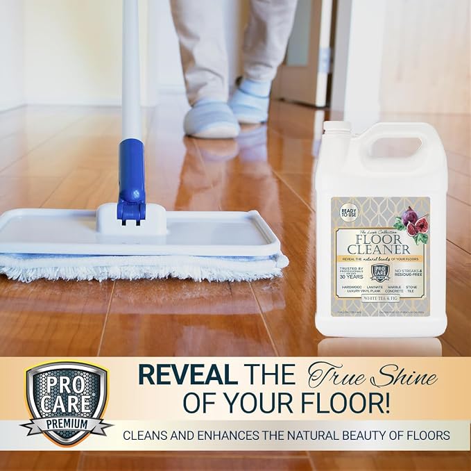 ProCare White Tea & Fig Floor Cleaner (Made in USA) | Vinyl, Wood,Tile, Stone & Laminate Floor Cleaner For Mopping, Household Supplies,Cleaning Solution For Kitchen & Bathroom-1 Gal (128 Fl Oz)