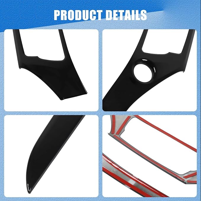 Center Console Dashboard Panel Strip Trim Compatible with Honda Pilot 2016-2022 Interior Decorative Cover Protector Accessories Anti Scratch ABS Material (Glossy Black)