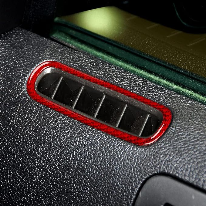 Real Carbon Fiber Trim for Ford Mustang Accessories | for 2009 2010 2011 2012 2013 2014 Door Side Air Vent Outlet Interior Thick Overlay Decal