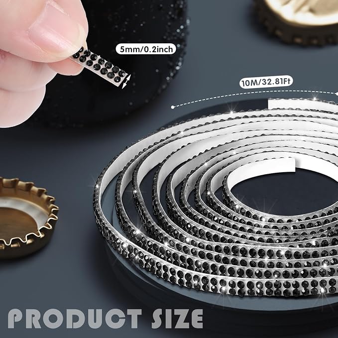 Kingdder 32.8 ft Bling Car Trim Self Adhesive Bling Car Accessories for Women Rhinestone Strip Glitter Diamond Sticker DIY Line Molding Dashboard Decal Shiny Auto Stuff for Interior Exterior Decor