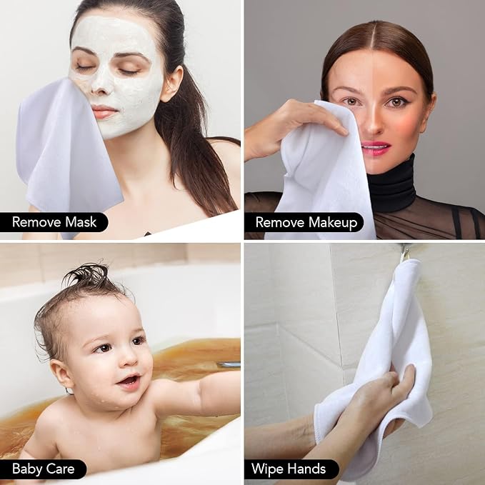 SINLAND Microfiber Facial Cloths Fast Drying Washcloth 12inch x 12inch Absorbent Face Wash Cloth Soft Makeup Remover Cloths