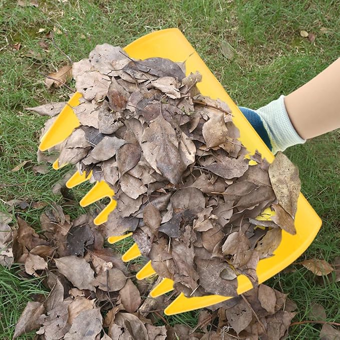 2 Sets Leaf Scoops Hand Rakes with 2 Pairs Gloves, Large Lightweight Plastic Leaf Grabbers for Picking Up Leaves, Lawn Debris, Grass Clippings, Garden Yard Waste and Trash